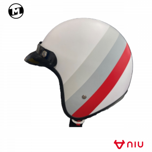 NIU Classic Helm C34 ECE (Europäische Version, Mattweiß, Rot und Grau）
