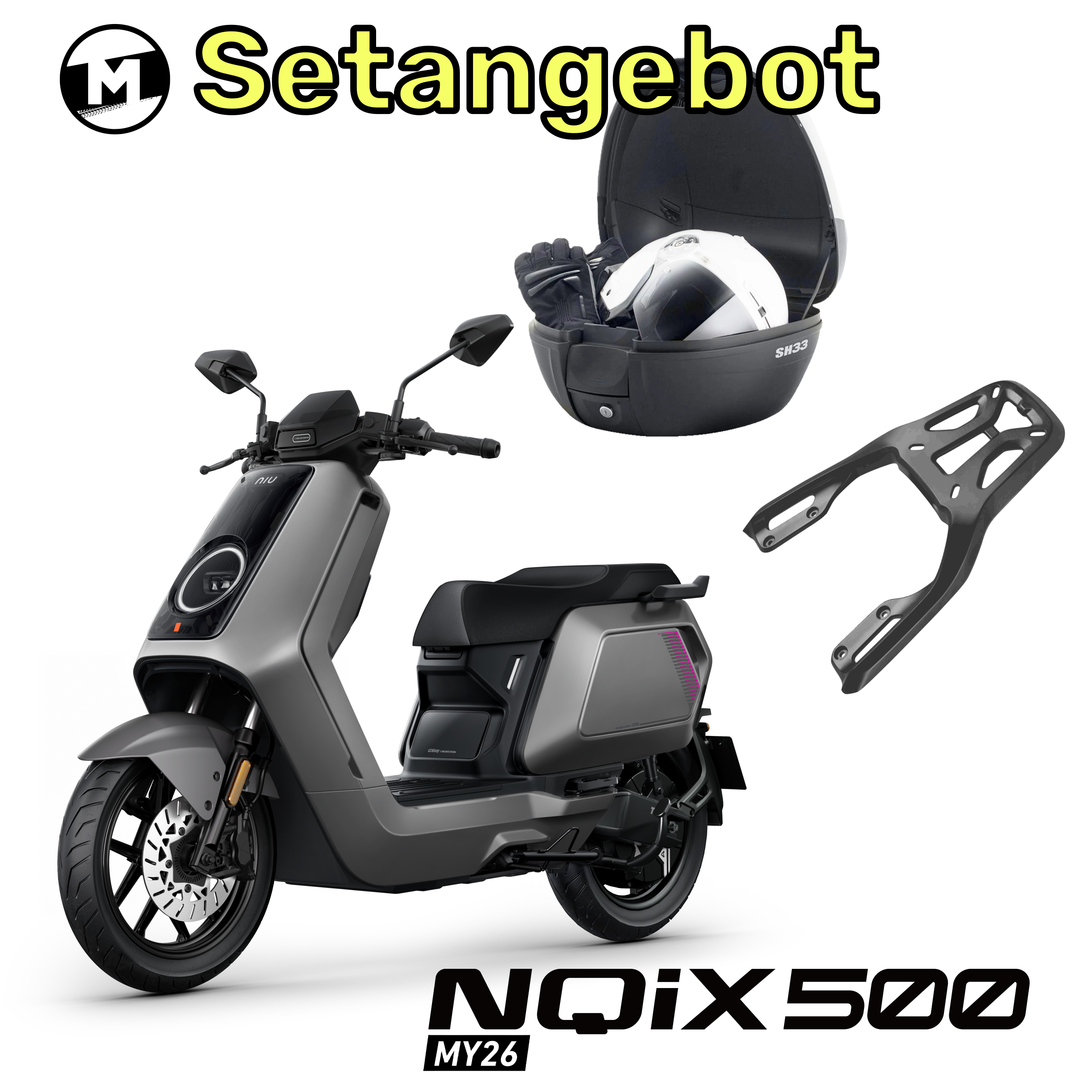 NIU NQiX 500 MY26 | Grau | inkl. Gepäckträger und 33L Heckkoffer (Setangebot)