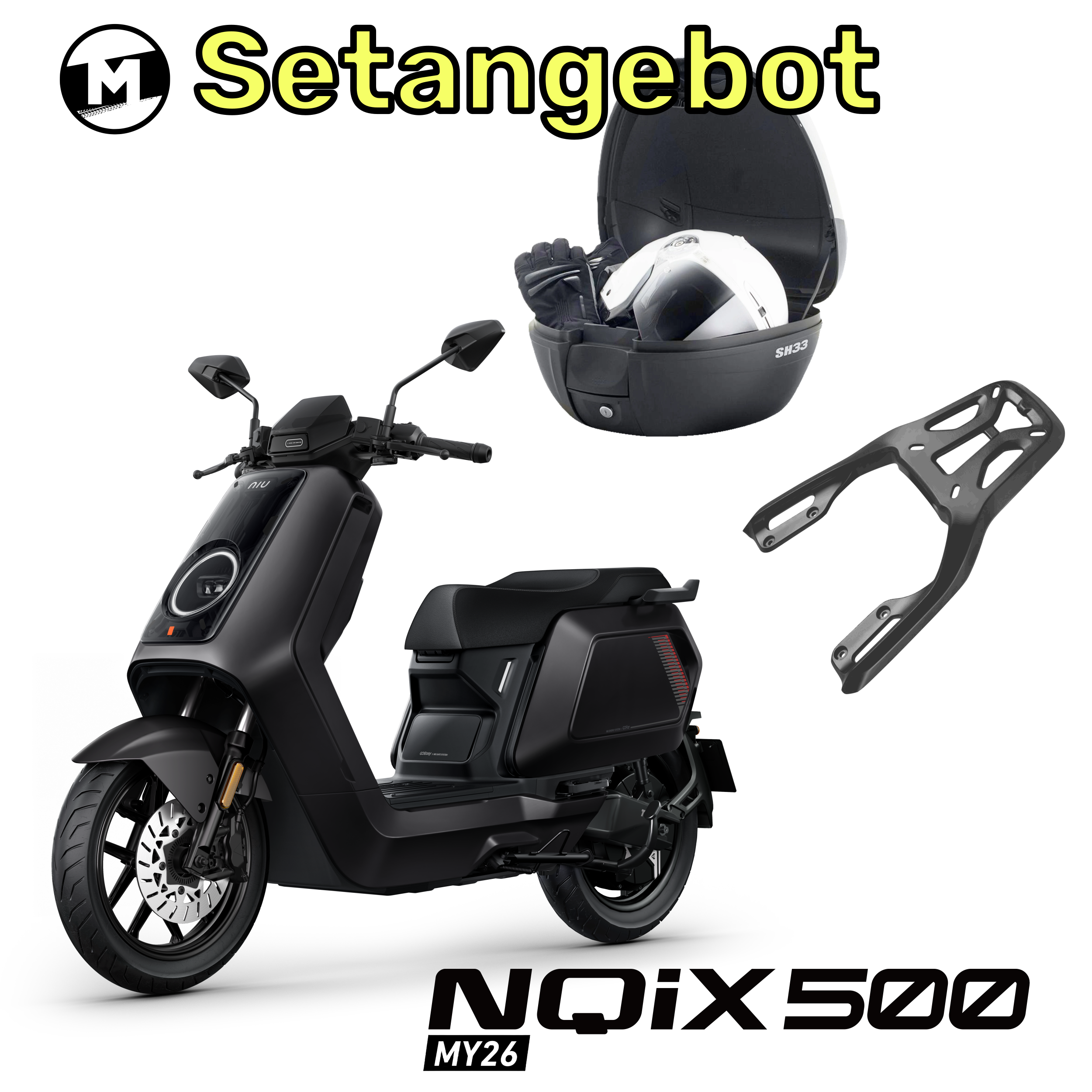 NIU NQiX 500 MY26 | Schwarz | inkl. Gepäckträger und 33L Heckkoffer (Setangebot)